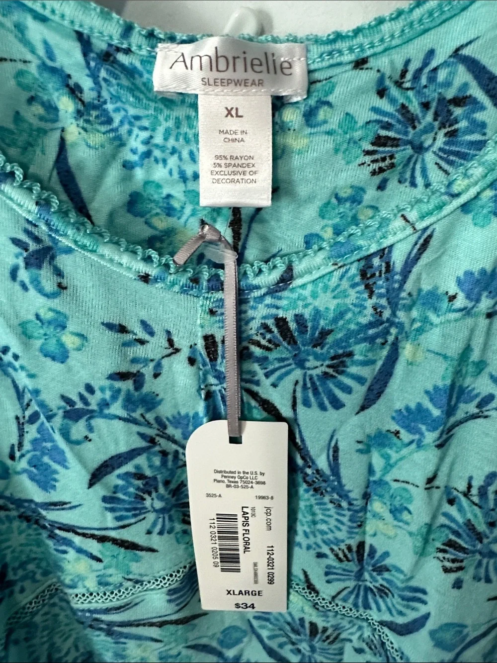 Light Blue Floral Slip Dress  nightgown- Women